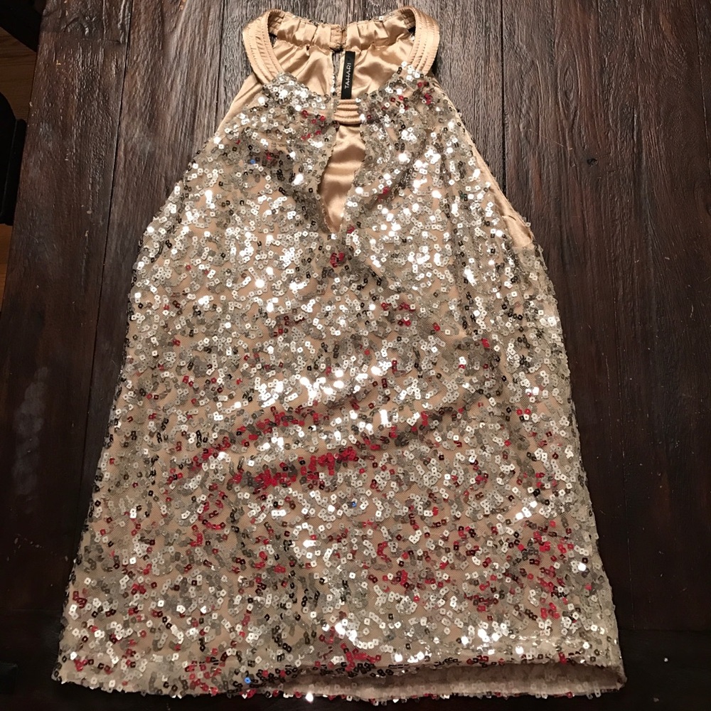 Tahari Halter Sequins Tank Top, size small